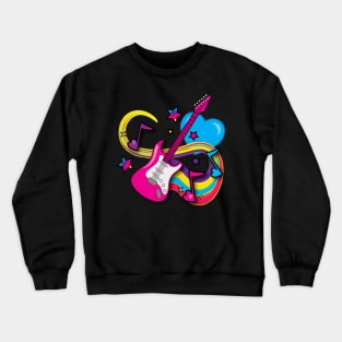 Electric Guitar with Notes and Stars Crewneck Sweatshirt